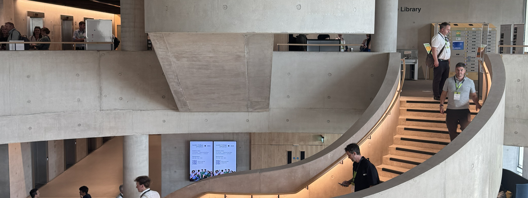 Cement spiral staircase at the 2025 University Design Forum